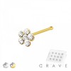 GOLD PLATED MULTI CZ FLOWER PIN 316L SURGICAL STEEL NOSE RING BOX